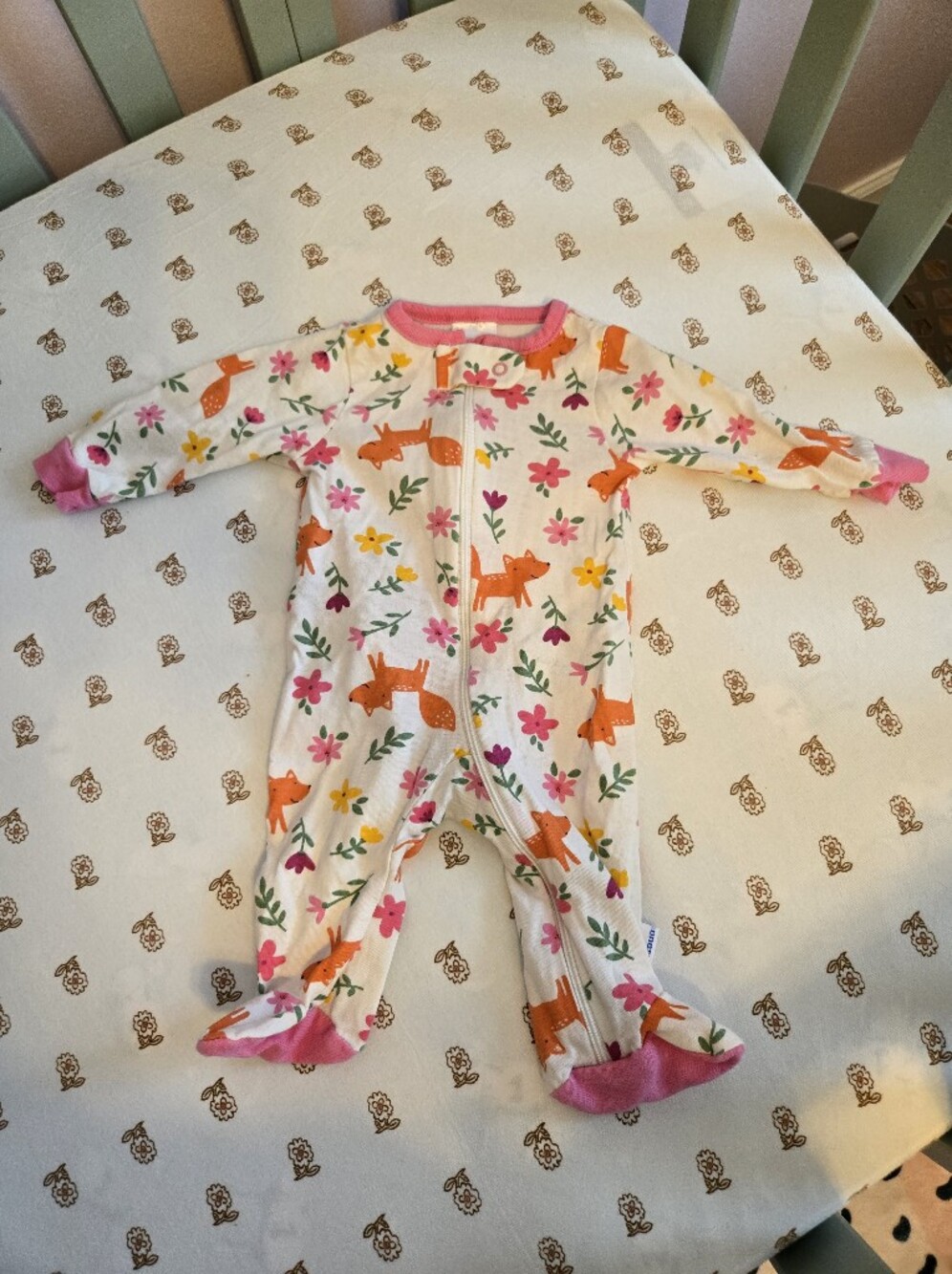Onsies Brand Newborn Sleeper Fox Print